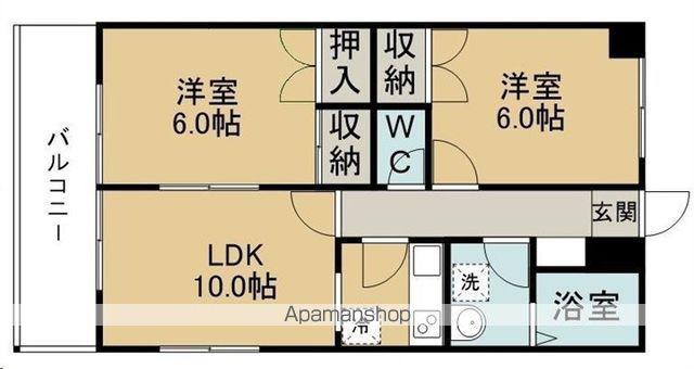パークハイツD(2LDK/1階)の間取り写真
