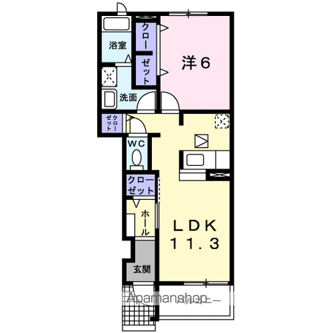 アルバシエロⅠ(1LDK/1階)の間取り写真
