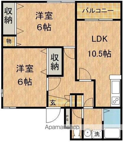 ミルフィール(2LDK/1階)の間取り写真