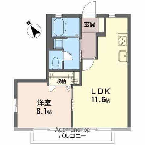プレジオ石堂B(1LDK/1階)の間取り写真
