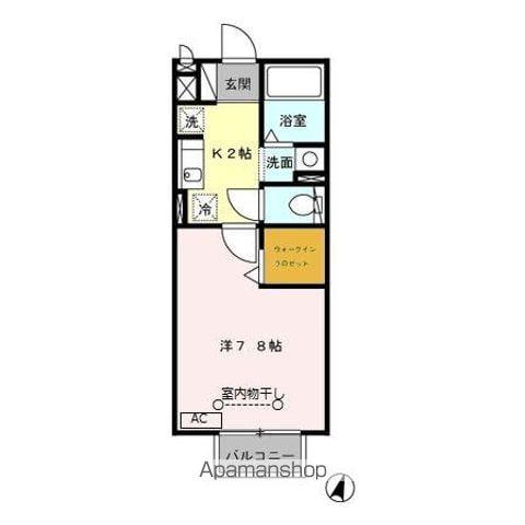 ヴェルデ(1K/2階)の間取り写真