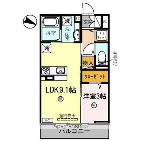 ヴィアーレ(1LDK/3階)の間取り写真