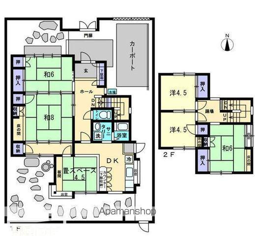 予讃線 鬼無駅 徒歩21分 2階建 築41年(6DK)の間取り写真