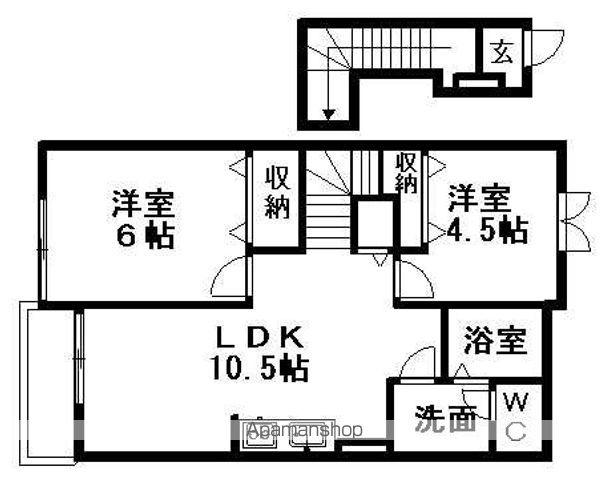 フラワーヒル B(2LDK/2階)の間取り写真