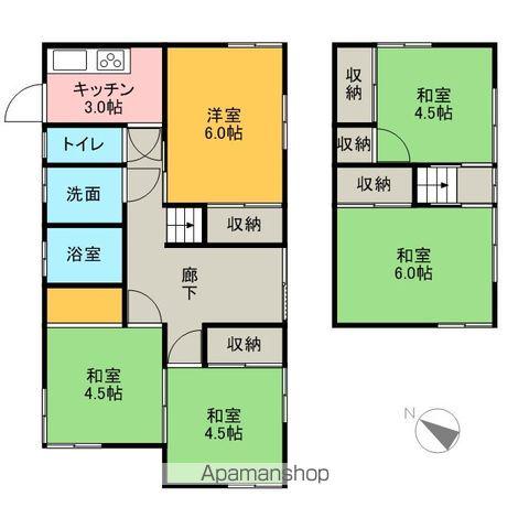 日豊本線 吉富駅(福岡) 徒歩20分 2階建 築47年(5K)の間取り写真