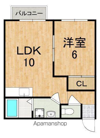 STUDIO-UMEDA(1LDK/2階)の間取り写真