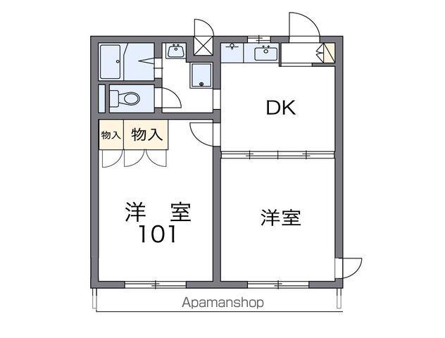 レオパレスサンローゼB(2DK/2階)の間取り写真