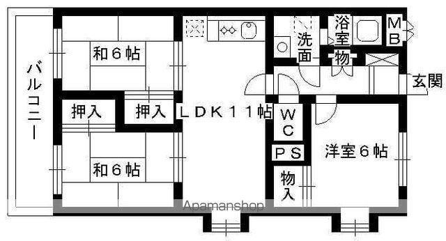 シルクコーポ東浜(3LDK/3階)の間取り写真