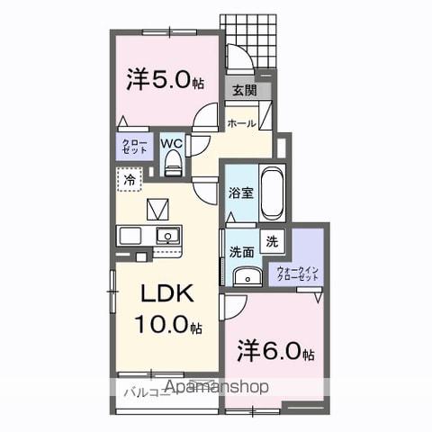 グランビスタ初月(2LDK/1階)の間取り写真