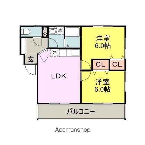 ハーモニーKハウスFUKUYU二日市西(2LDK/2階)の間取り写真