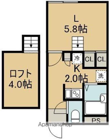 ハッピーライフ幸(1K/2階)の間取り写真