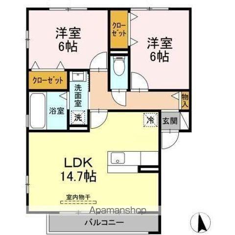 フロール C(2LDK/1階)の間取り写真