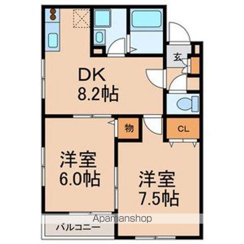 コーポことぶき(2LDK/3階)の間取り写真