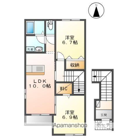 カーサ オリーヴァ(2LDK/2階)の間取り写真