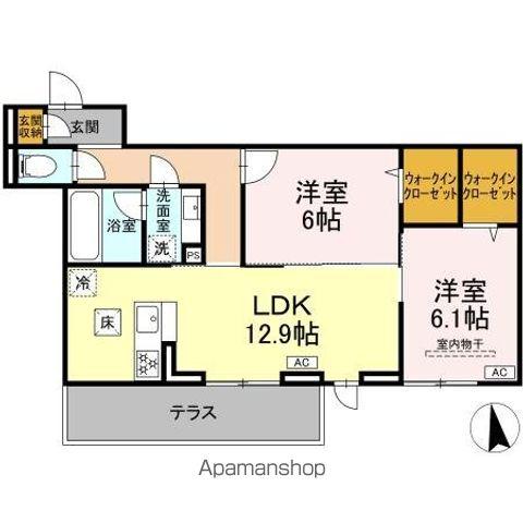 ルボワ エスト(2LDK/1階)の間取り写真