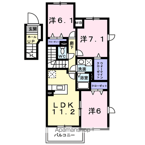 レガリア21(3LDK/4階)の間取り写真