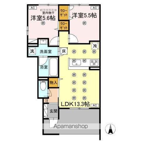 アヴェンセ A棟(2LDK/1階)の間取り写真