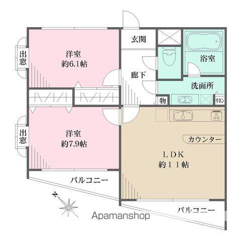 エスポワール中野坂上(2LDK/2階)の間取り写真