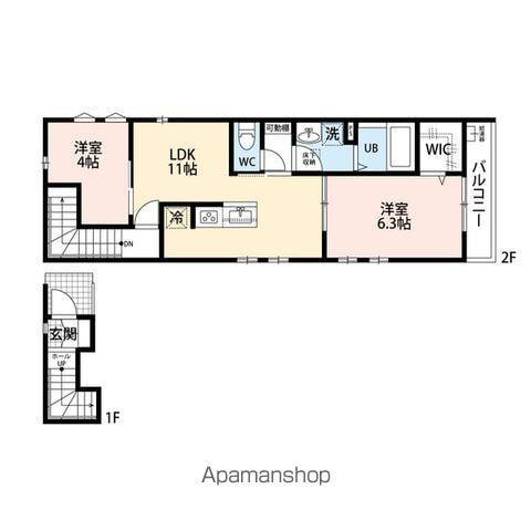 アムールブランⅡ(1SLDK/1階)の間取り写真