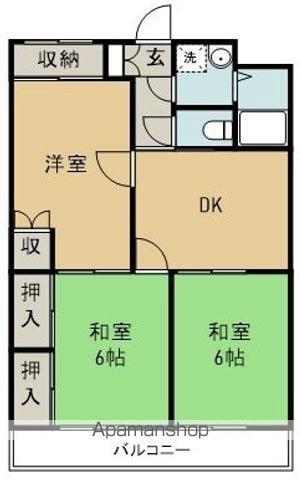 ハイランドマンション多田 1号棟(3DK/2階)の間取り写真