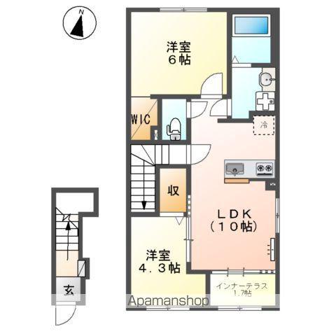 ベル・ドゥ・ジャルダン(2LDK/2階)の間取り写真