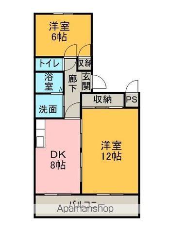 メゾン兜山(2DK/1階)の間取り写真