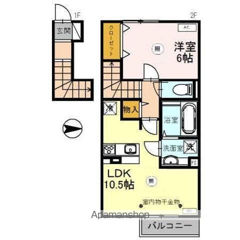 HOMARE(1LDK/2階)の間取り写真