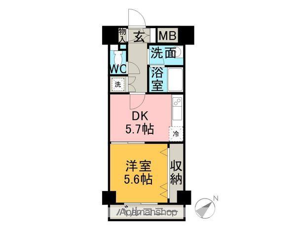 PALAZZO HASHIMOTO 3RD(1DK/9階)の間取り写真