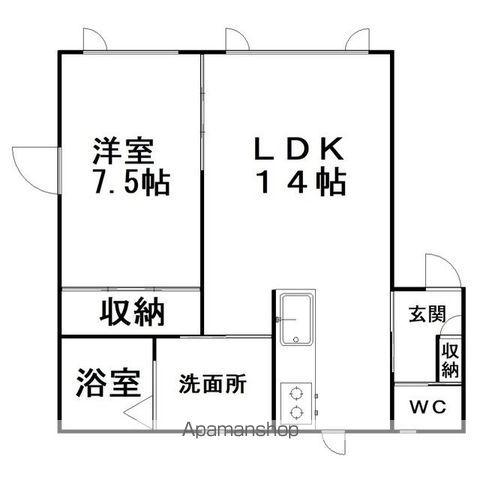アルファ8(1LDK/2階)の間取り写真