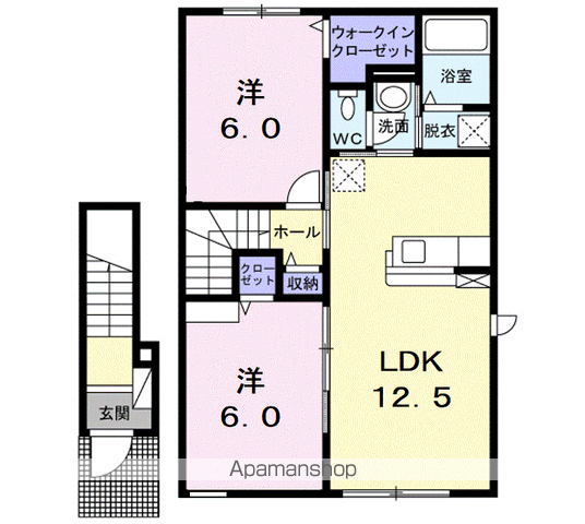 奥羽本線 新青森駅 徒歩19分 2階建 築7年(2LDK/2階)の間取り写真