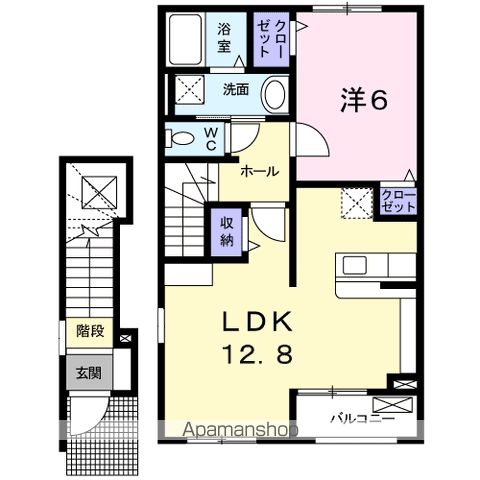 エクセル(1LDK/2階)の間取り写真