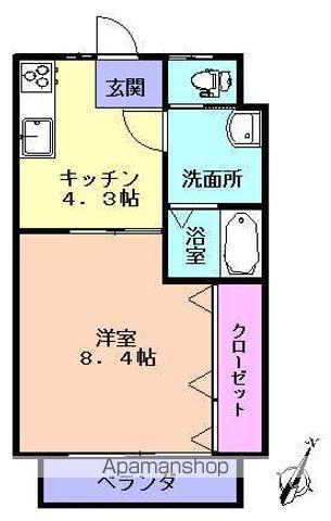 フルールK(1K/2階)の間取り写真