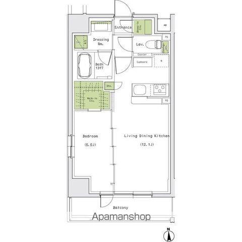 ザ・パークハビオ名古屋松原(1LDK/4階)の間取り写真