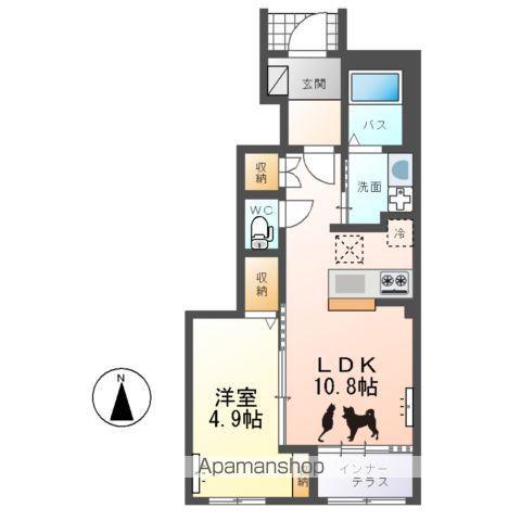 ひたちなか市勝倉アパートB棟(1LDK/1階)の間取り写真