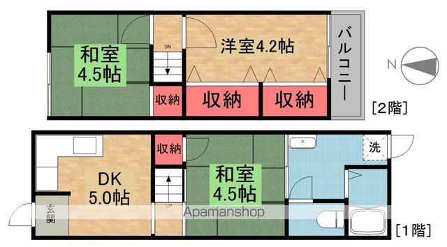 京阪電気鉄道京阪線 樟葉駅 バス乗車時間：7分 船橋バス停で下車 徒歩3分 2階建 築52年(3DK)の間取り写真