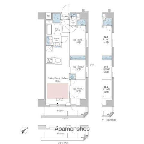 アーバネックス早稲田(3LDK/3階)の間取り写真