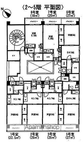 サンヴィレッジ平尾(1DK/2階)の間取り写真