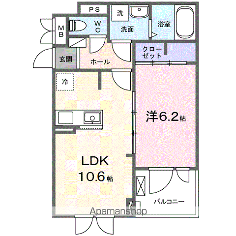 フルール彦根(1LDK/3階)の間取り写真