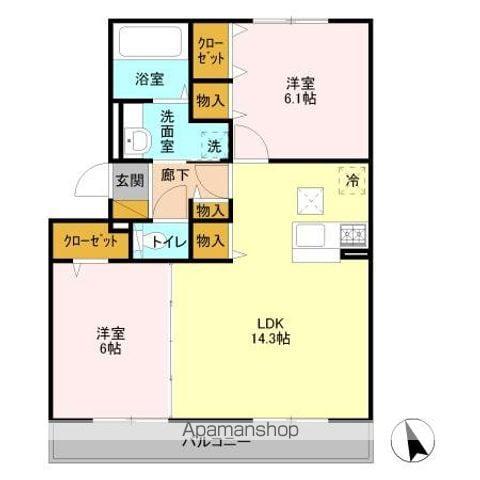 ステラルーチェ(2LDK/1階)の間取り写真