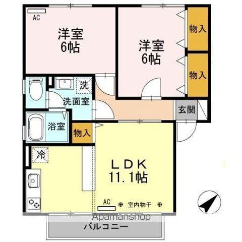ベルジュ並柳A棟(2LDK/1階)の間取り写真