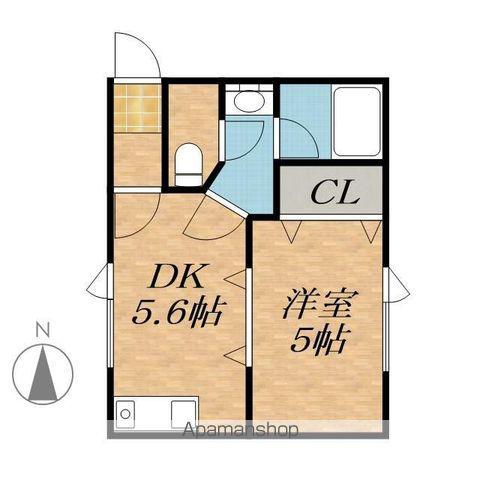 ケイホクハイツB(1DK/2階)の間取り写真