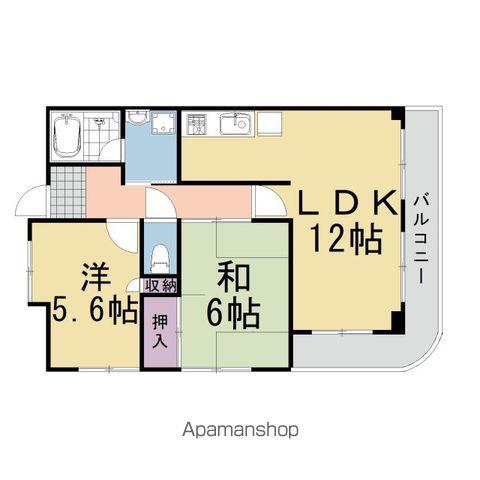 ファミーユ桂(2LDK/4階)の間取り写真