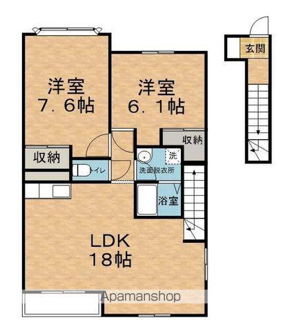 リィンフォース芙蓉(2LDK/2階)の間取り写真