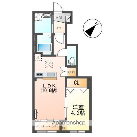 ベルメゾン矢取(1LDK/1階)の間取り写真