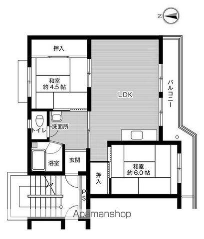 ビレッジハウス豊丘2号棟(2LDK/3階)の間取り写真