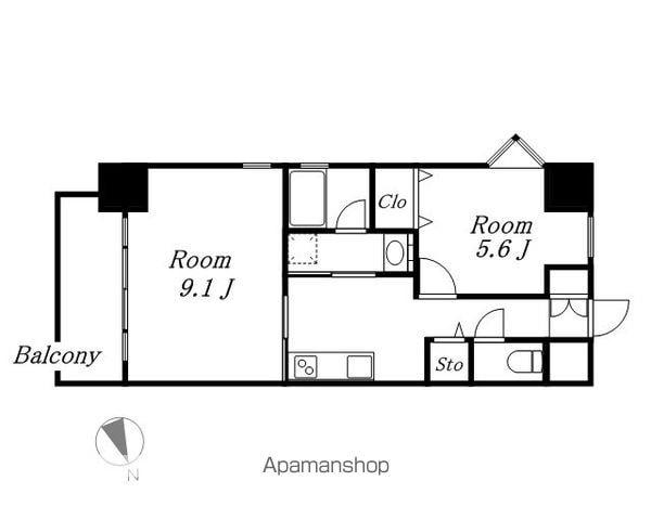 セレニティー名駅(2K/2階)の間取り写真