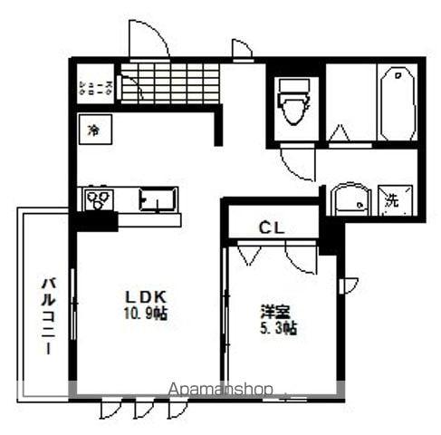 ファミーユサシン長町(1LDK/1階)の間取り写真