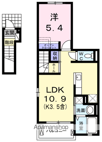 ヴィオレッタ(1LDK/2階)の間取り写真
