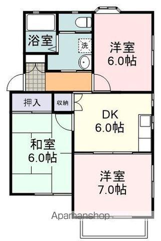アンシャンテ2(3DK/1階)の間取り写真