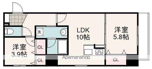 両替町ラ・フォンテーヌ(2LDK/2階)の間取り写真